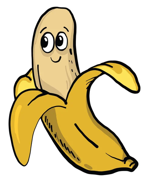 Banana Amarela Feliz Ilustração Vetor Sobre Fundo Branco — Vetor de Stock