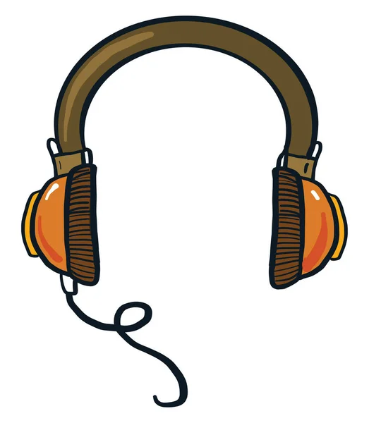 Orange Headphones Illustration Vector White Background — Stock Vector