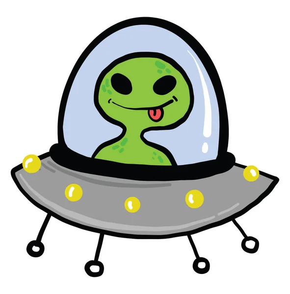 Green Little Alien Illustration Vector White Background — Stock Vector