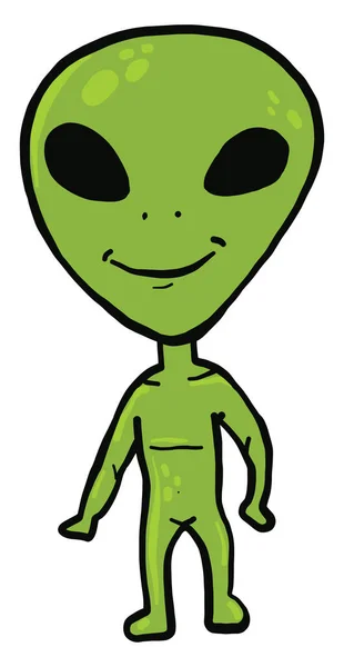 Alien Mit Glücklichem Gesicht Illustration Vektor Auf Weißem Hintergrund — Stockvektor