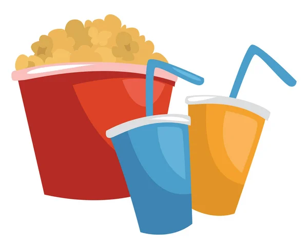 Šťáva Popcorn Ilustrace Vektor Bílém Pozadí — Stockový vektor