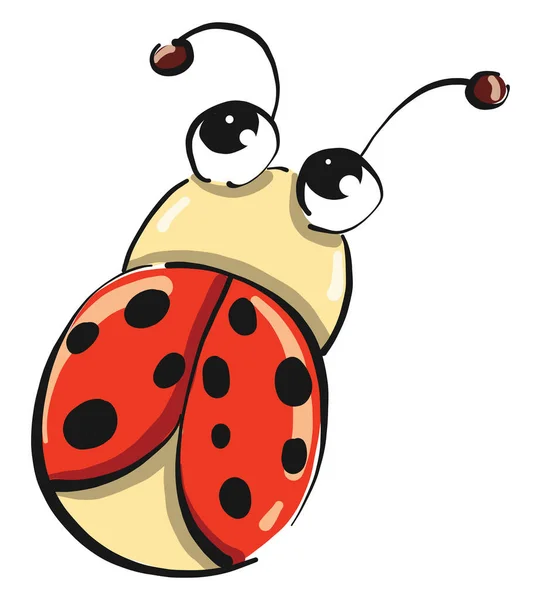 Cute Red Ladybug Illustration Vector White Background — Stock Vector