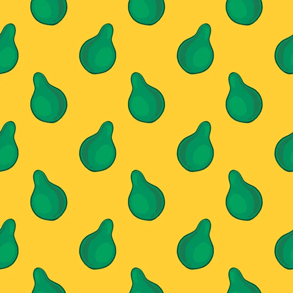 Mooi Geheel Groen Avocado Naadloos Patroon Gele Achtergrond — Stockvector