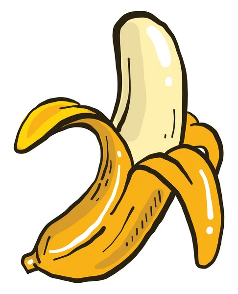 Peeled Banana Illustration Vector White Background — Stock Vector