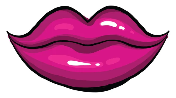 Pink Glossy Lips Illustration Vector White Background — Stock Vector