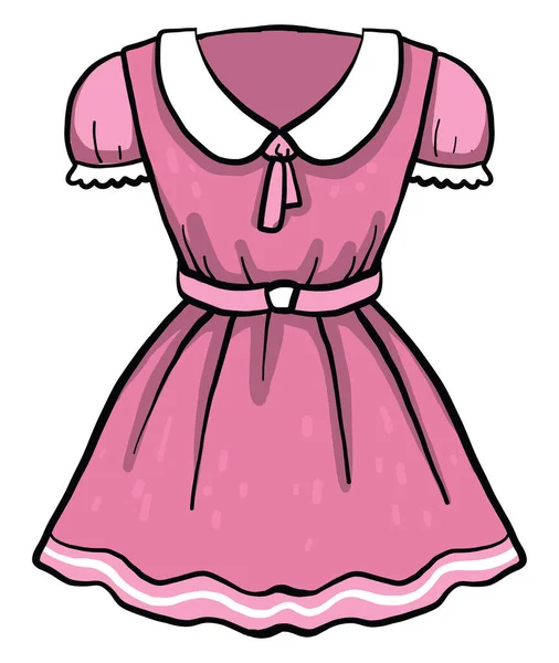 Krátké Růžové Šaty Ilustrace Vektor Bílém Pozadí — Stockový vektor