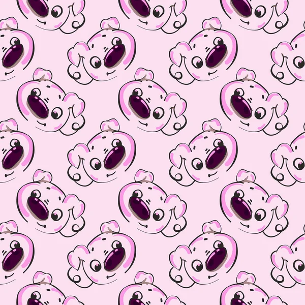豚の頭 薄いピンクの背景にシームレスなパターン — ストックベクタ