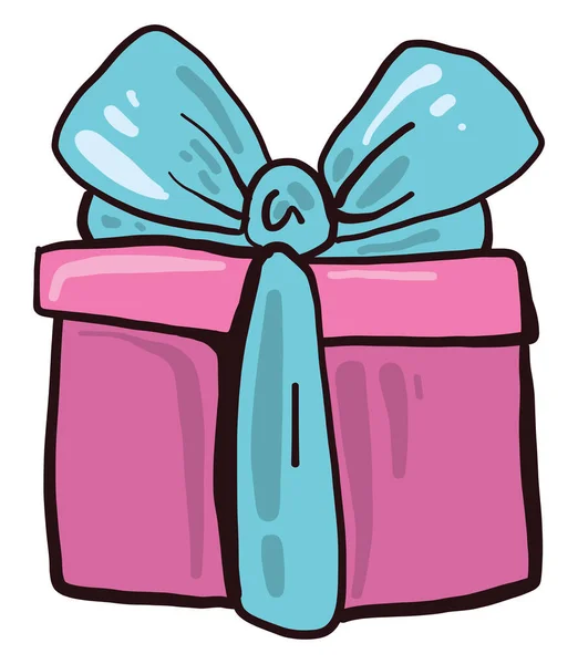 Roze Cadeau Met Blauw Lint Illustratie Vector Witte Achtergrond — Stockvector