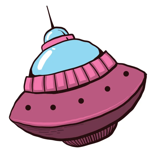 Rosa Ufo Illustration Vektor Vit Bakgrund — Stock vektor