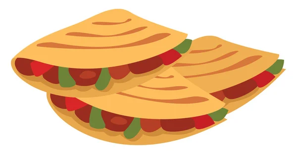 Deliciosas Quesadillas Ilustração Vetor Sobre Fundo Branco — Vetor de Stock