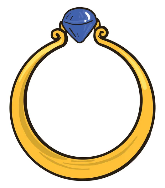 Anillo Con Piedra Azul Ilustración Vector Sobre Fondo Blanco — Vector de stock