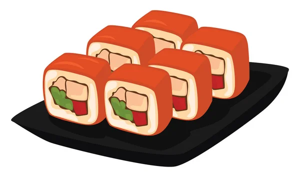 Rouleaux Sushi Illustration Vecteur Sur Fond Blanc — Image vectorielle