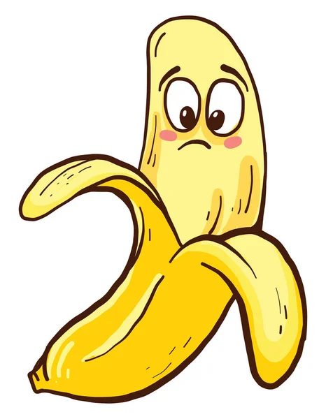 Грустный Банан Иллюстрация Вектор Белом Фоне — стоковый вектор