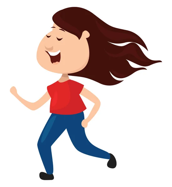 Chica Corriendo Ilustración Vector Sobre Fondo Blanco — Vector de stock