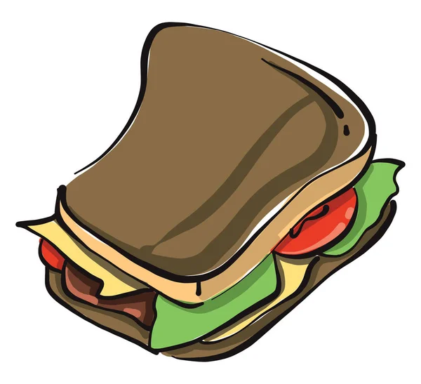 Sandwich Avec Salade Illustration Vecteur Sur Fond Blanc — Image vectorielle