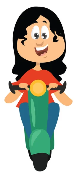 Meisje Een Scooter Illustratie Vector Witte Achtergrond — Stockvector