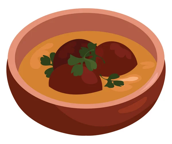 Sopa Con Carne Ilustración Vector Sobre Fondo Blanco — Vector de stock