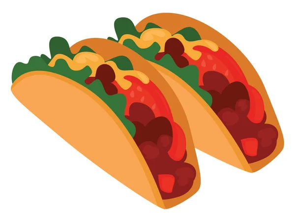 Delicioso Taco Ilustración Vector Sobre Fondo Blanco — Archivo Imágenes Vectoriales