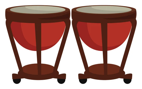 Hnědé Timpani Ilustrace Vektor Bílém Pozadí — Stockový vektor