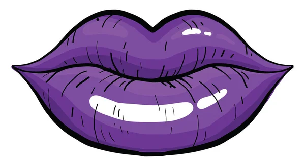 Lábios Violetas Ilustração Vetor Sobre Fundo Branco — Vetor de Stock