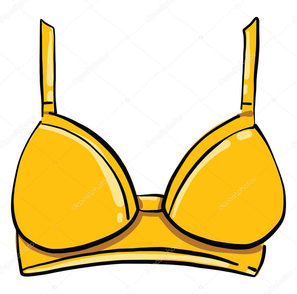 Yellow bra, illustration, vector on white background