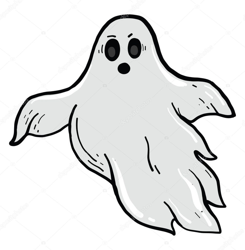 Big scary ghost, illustration, vector on white background.