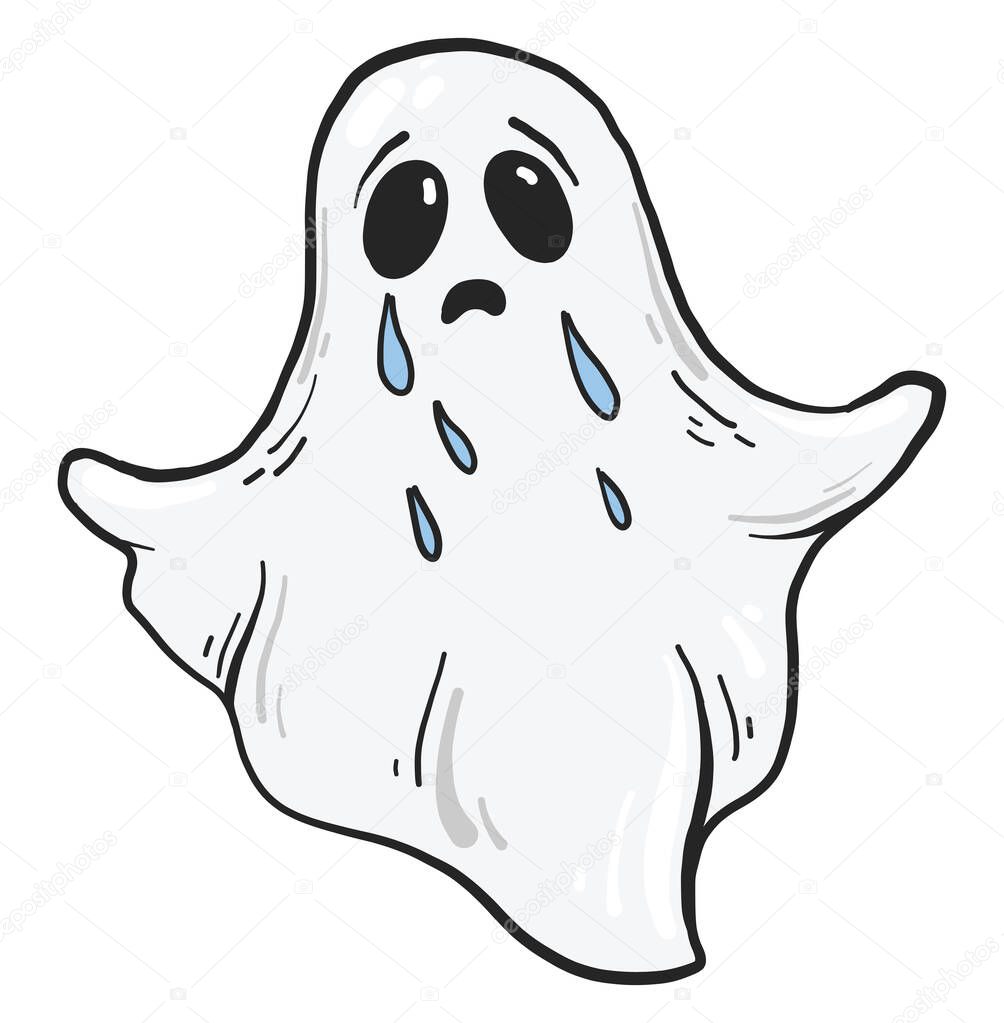 Sad ghost, illustration, vector on white background.