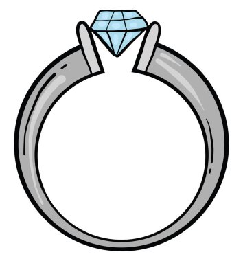 Beyaz altın yüzük, illüstrasyon, beyaz arkaplanda vektör.