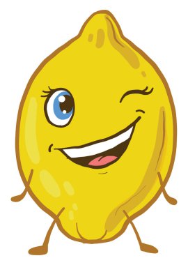 Sarı limon kırpması, illüstrasyon, beyaz arkaplan üzerindeki vektör.