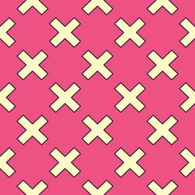 Beyaz x, pembe arka planda pürüzsüz desen.