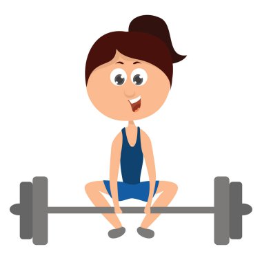 Kız ağırlık kaldırma, illüstrasyon, beyaz arkaplan üzerinde vektör.