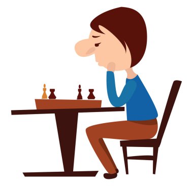 Genç satranç oyuncusu, illüstrasyon, beyaz arkaplanda vektör.