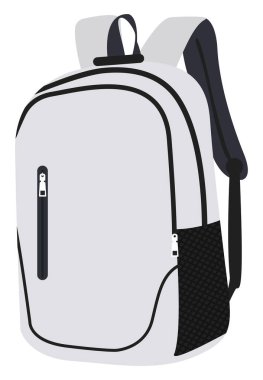 Beyaz sırt çantası, illüstrasyon, beyaz arkaplanda vektör