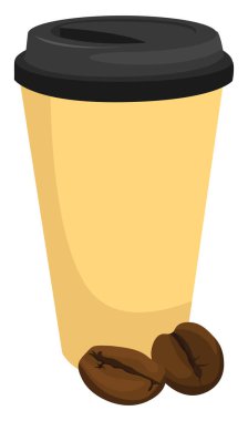 Sarı kahve fincanı, illüstrasyon, beyaz arkaplanda vektör