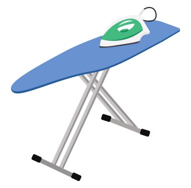 Ütü tahtası ve ütü, illüstrasyon, beyaz arkaplan üzerindeki vektör