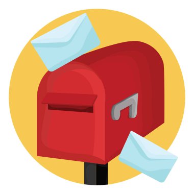 Kırmızı posta kutusu, illüstrasyon, beyaz arkaplanda vektör