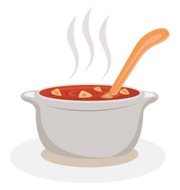 Tencerede çorba, illüstrasyon, beyaz arkaplanda vektör