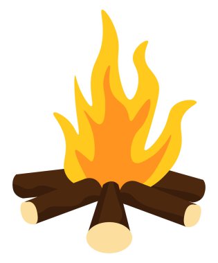 Yanan ateş, illüstrasyon, beyaz arkaplanda vektör.