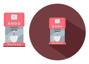 Kahve makinesi, illüstrasyon, beyaz arkaplan vektörü.
