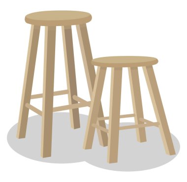 Tahta tabure, illüstrasyon, beyaz arkaplan üzerindeki vektör