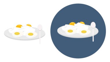 Yağda yumurta, illüstrasyon, beyaz arka planda vektör..