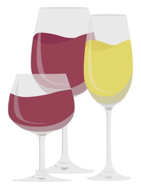 Şarap kadehleri, illüstrasyon, beyaz arkaplanda vektör