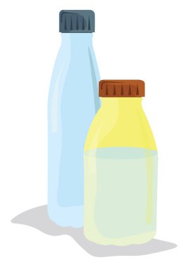 İki su şişesi, illüstrasyon, beyaz arkaplanda vektör