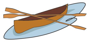 Sudaki kano, illüstrasyon, beyaz arkaplan üzerindeki vektör.