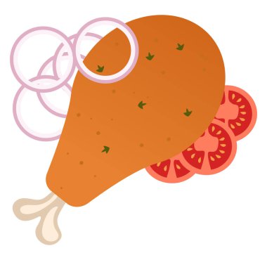 Kızarmış tavuk parçası, illüstrasyon, beyaz arka planda vektör..