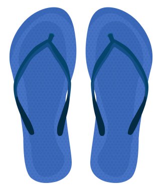 Mavi parmak arası terlikler, illüstrasyon, beyaz arkaplanda vektör.