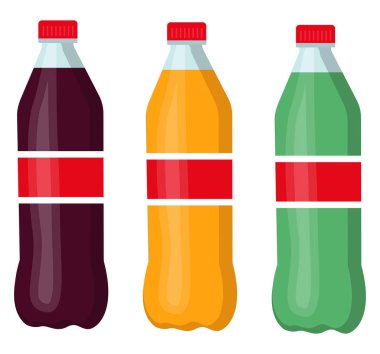 Soda şişeleri, illüstrasyon, beyaz arkaplanda vektör.