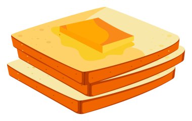 Ekmek ve tereyağı, illüstrasyon, beyaz arkaplan üzerindeki vektör.