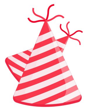 Çizgili doğum günü başlığı, illüstrasyon, beyaz arkaplan üzerindeki vektör.