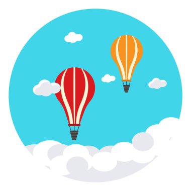 Sıcak hava balonu, illüstrasyon, beyaz arkaplanda vektör.